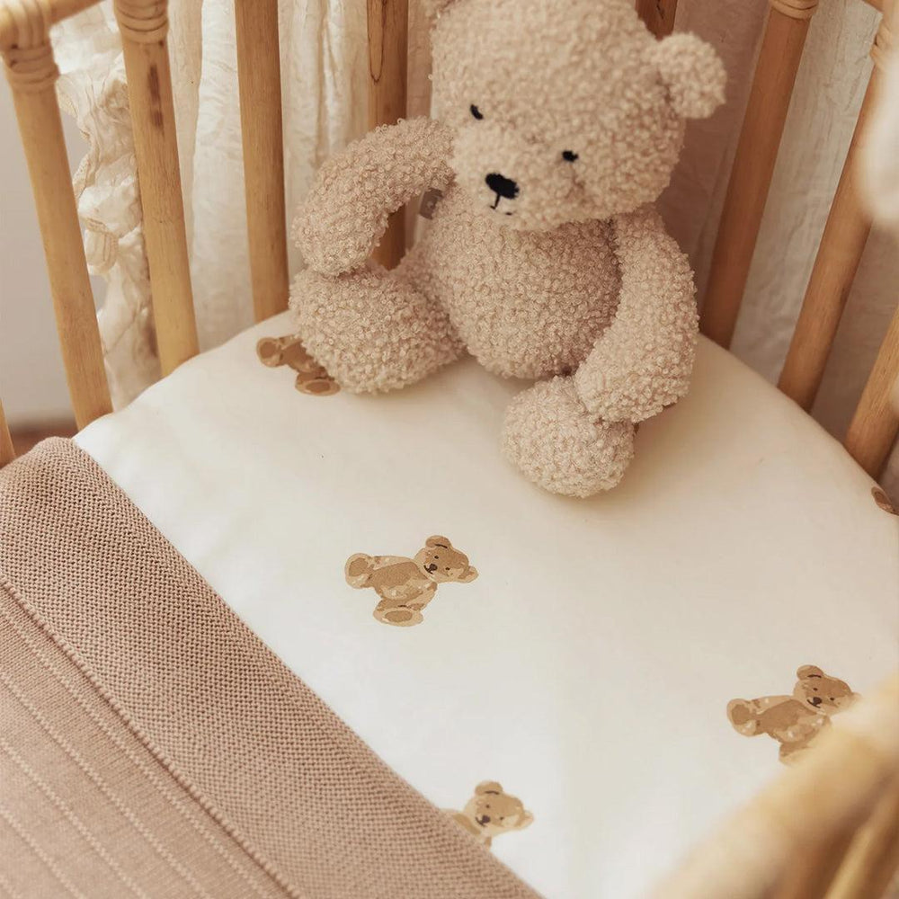 Jollein Jersey Fitted Sheet - Teddy Bear-Sheets-Teddy Bear- | Natural Baby Shower
