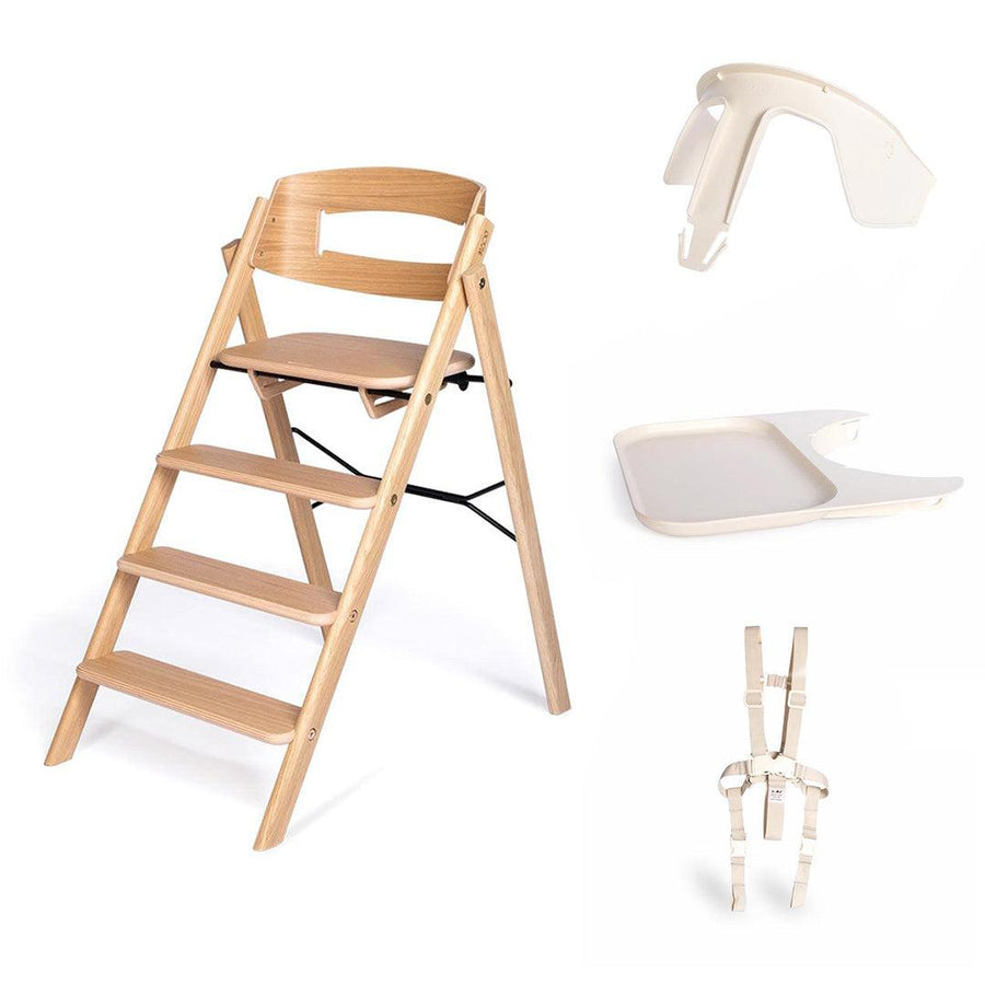 KAOS Klapp Highchair Baby Set - Natural/Oak-Highchairs-Natural/Oak-Ivory/Plastic Safety Rail/Tray | Natural Baby Shower