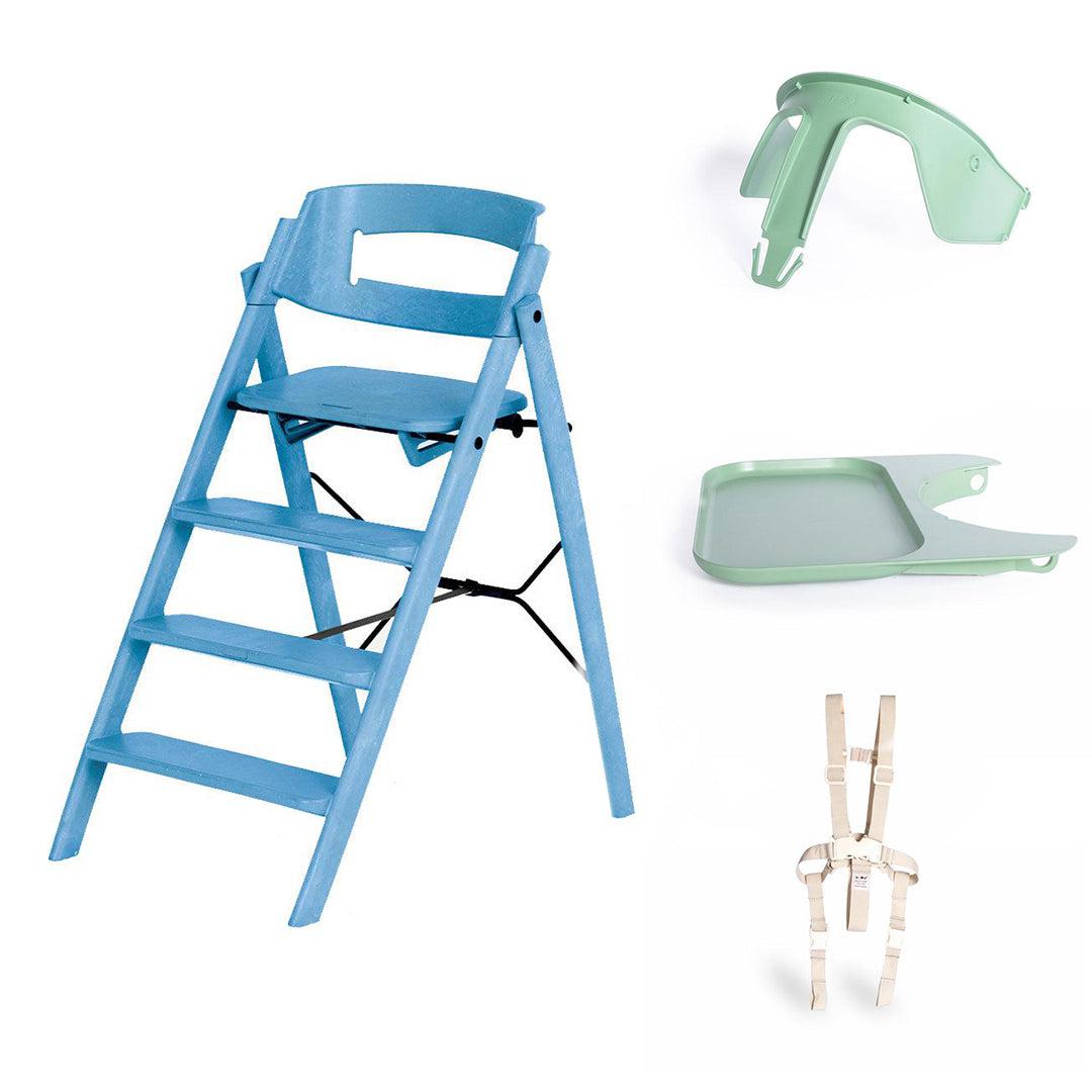 KAOS Klapp Highchair Baby Set - Swedish Blue/Plastic-Highchairs-Swedish Blue/Plastic-Green/Plastic Safety Rail/Tray | Natural Baby Shower