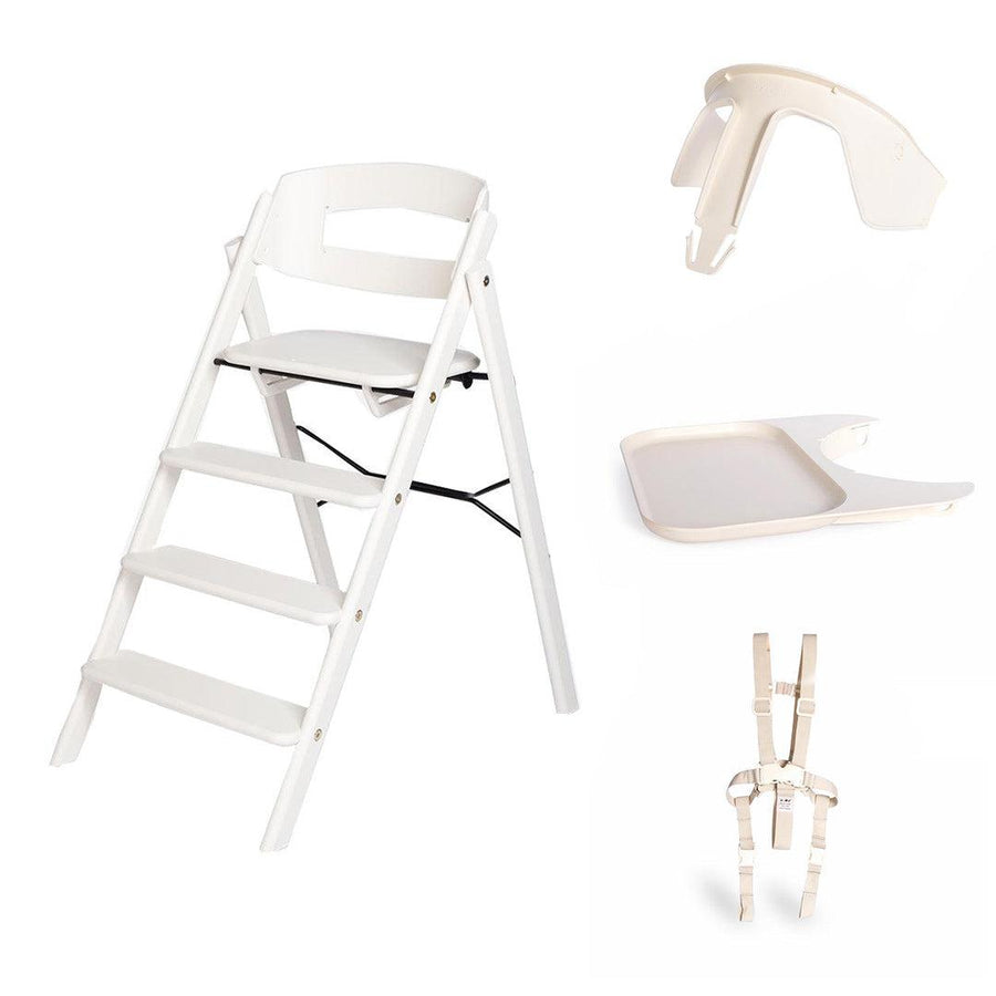 KAOS Klapp Highchair Baby Set - White/Beech-Highchairs-White/Beech-Ivory/Plastic Safety Rail/Tray | Natural Baby Shower