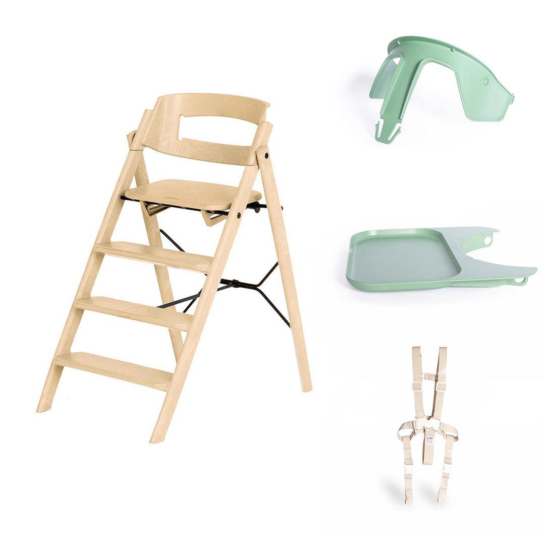 KAOS Klapp Highchair Baby Set - Desert Sand/Plastic-Highchairs-Desert Sand/Plastic-Green/Plastic Safety Rail/Tray | Natural Baby Shower