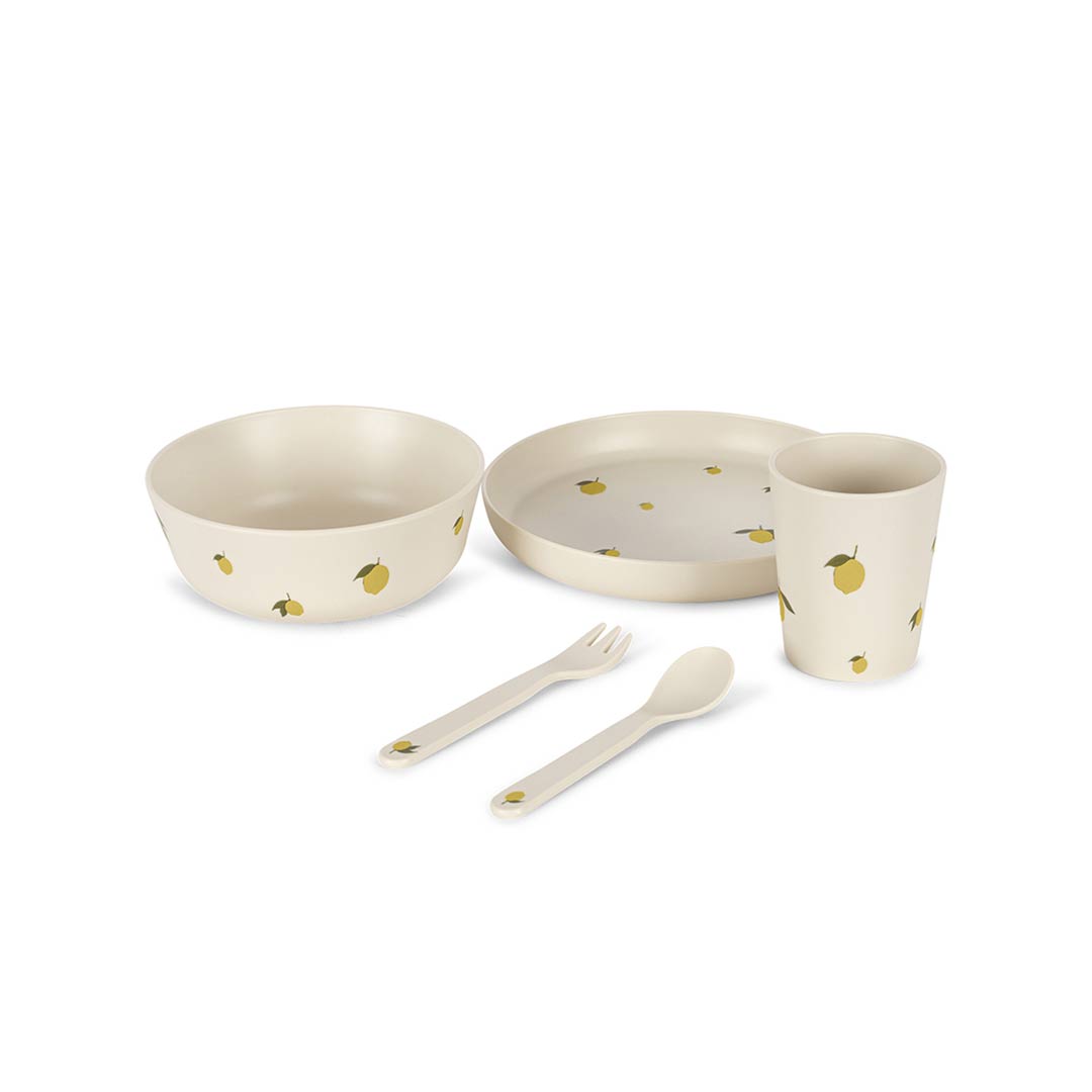 Konges Slojd Dinner Set - Lemon-Feeding Sets-Lemon-One Size | Natural Baby Shower