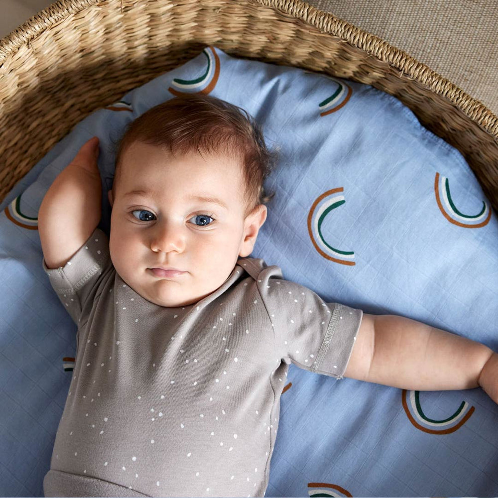 Lassig Heavenly Soft Swaddles - Happy Rascals - Sky Blue - Smiley-Swaddling Wraps-Sky Blue-Large | Natural Baby Shower