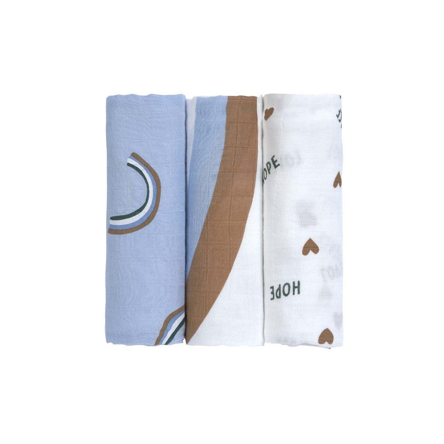 Lassig Heavenly Soft Swaddles - Happy Rascals - Sky Blue - Smiley-Swaddling Wraps-Sky Blue-Large | Natural Baby Shower