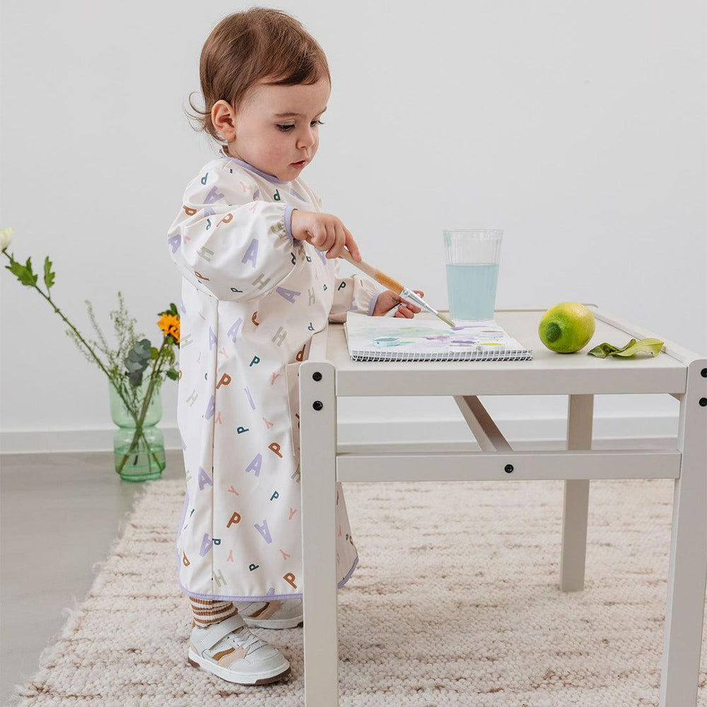 Lassig Long Sleeve Apron - Happy Fruits - Light Blue-Aprons-Light Blue-One Size | Natural Baby Shower