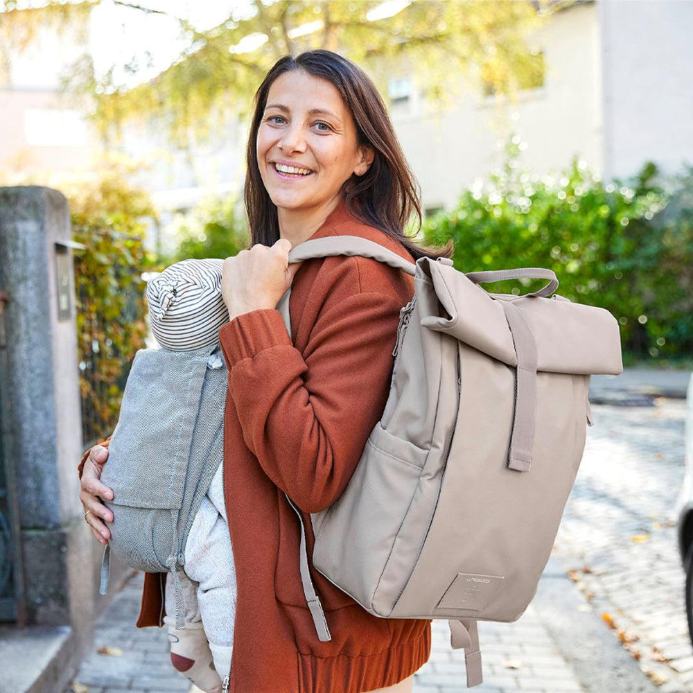 Lassig Rolltop Backpack - Taupe-Changing Bags-Taupe- | Natural Baby Shower