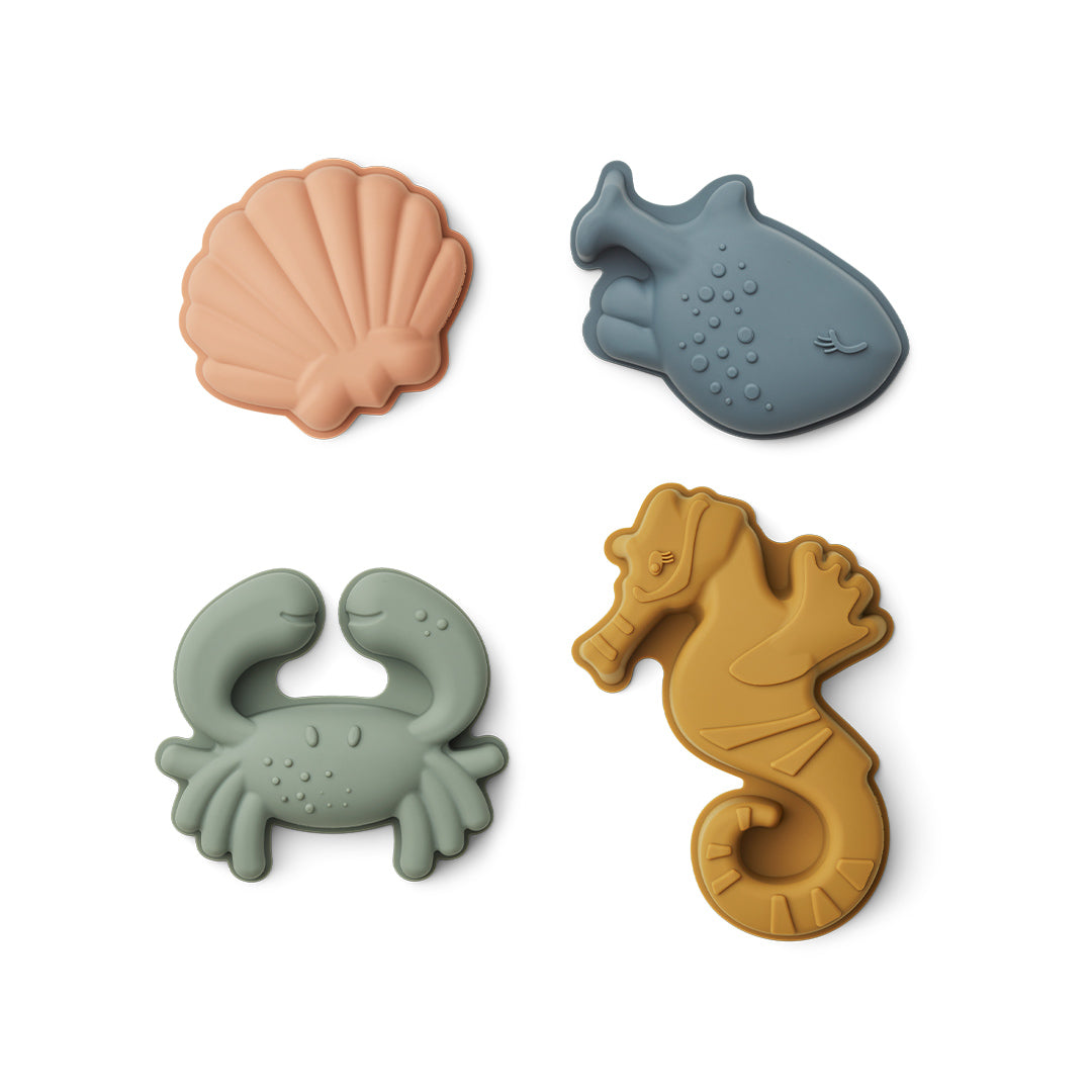 Liewood Gill Sand Moulds - 4 Pack - Sandy - Sea Creature
