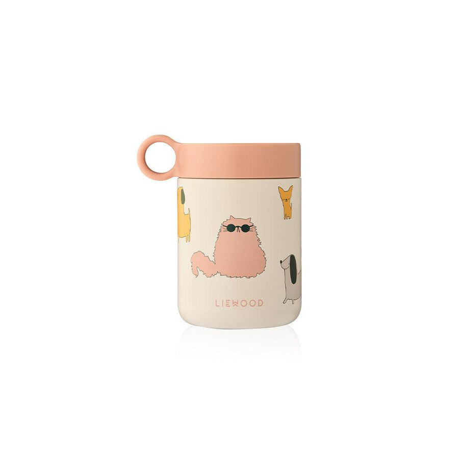 Liewood Kiani Printed Food Jar - Cats And Dogs / Sandy-Food Storage-Cats And Dogs / Sandy-One size | Natural Baby Shower