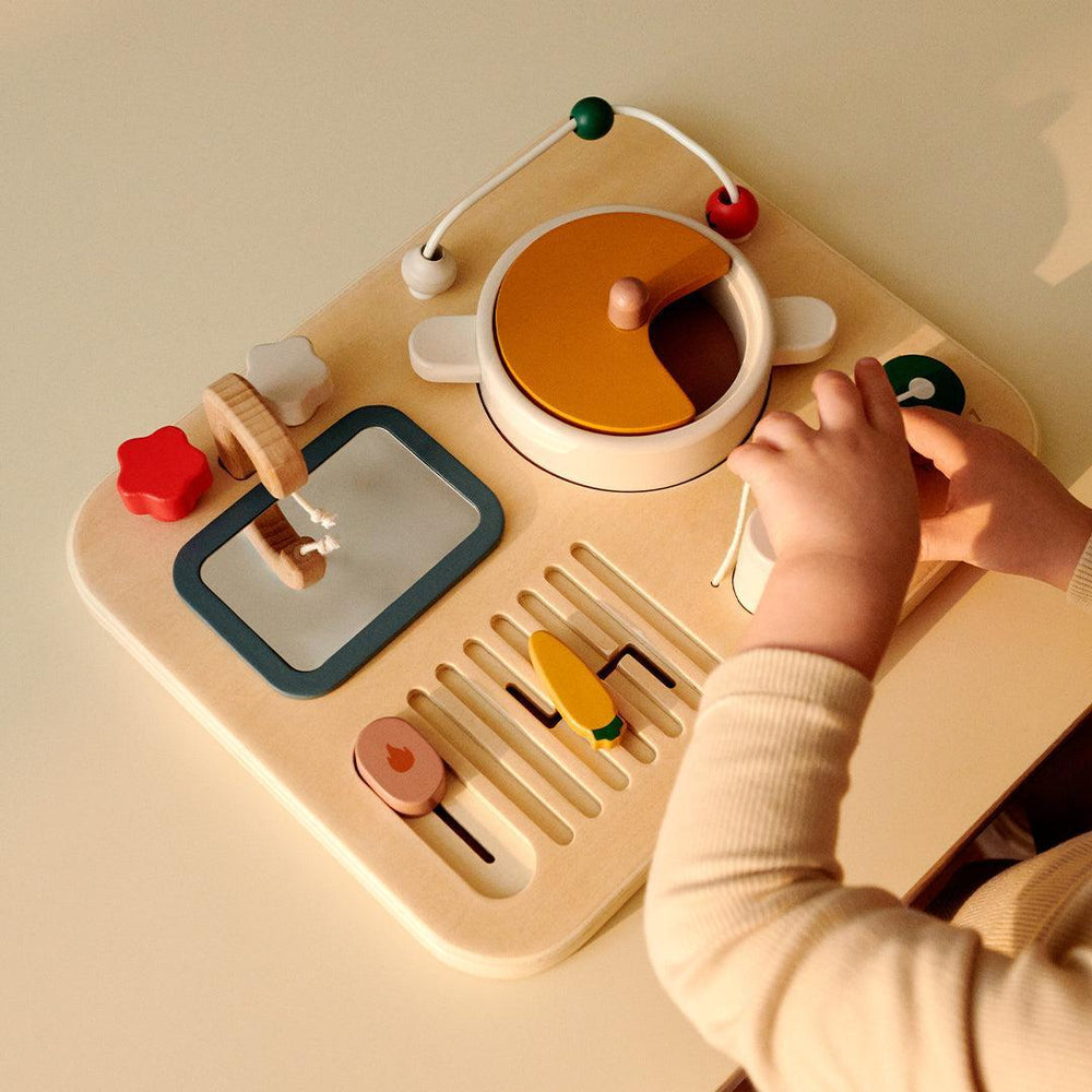 Liewood Magnus Chef Wooden Busy Board - Safari Sandy Mix-Role Play-Safari Sandy Mix-One Size | Natural Baby Shower
