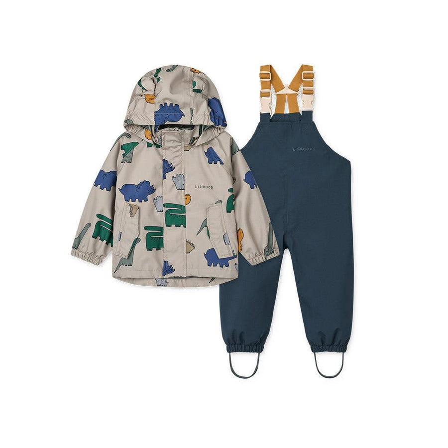 Liewood Manu Rainwear Set - Dinosaurs / Mist-Rainsuits + Sets-Dinosaurs / Mist-104 | Natural Baby Shower