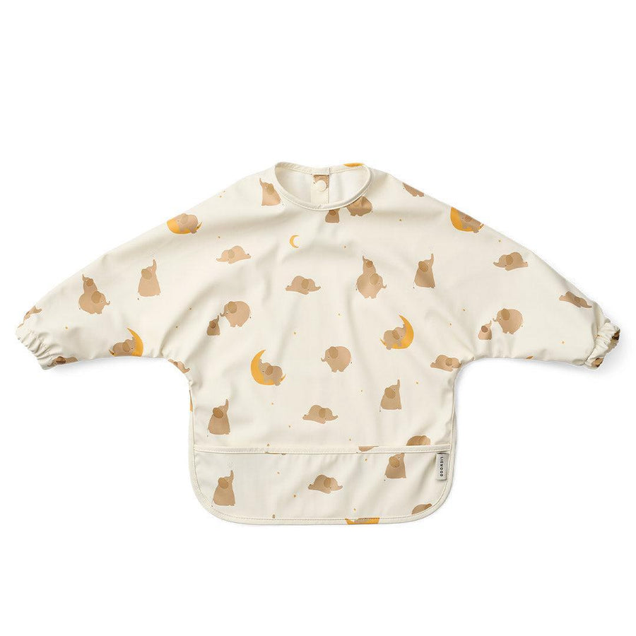 Liewood Merle Printed Cape Bib - Elephant / Creme De La Creme-Bibs-Elephant / Creme De La Creme-One size | Natural Baby Shower