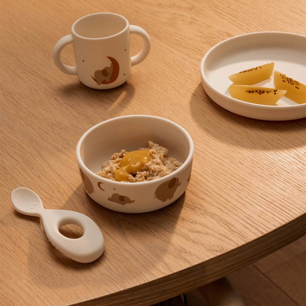 Liewood Vivi Printed Weaning Tableware - Elephant / Creme De La Creme-Feeding Sets-Elephant / Creme De La Creme-One size | Natural Baby Shower