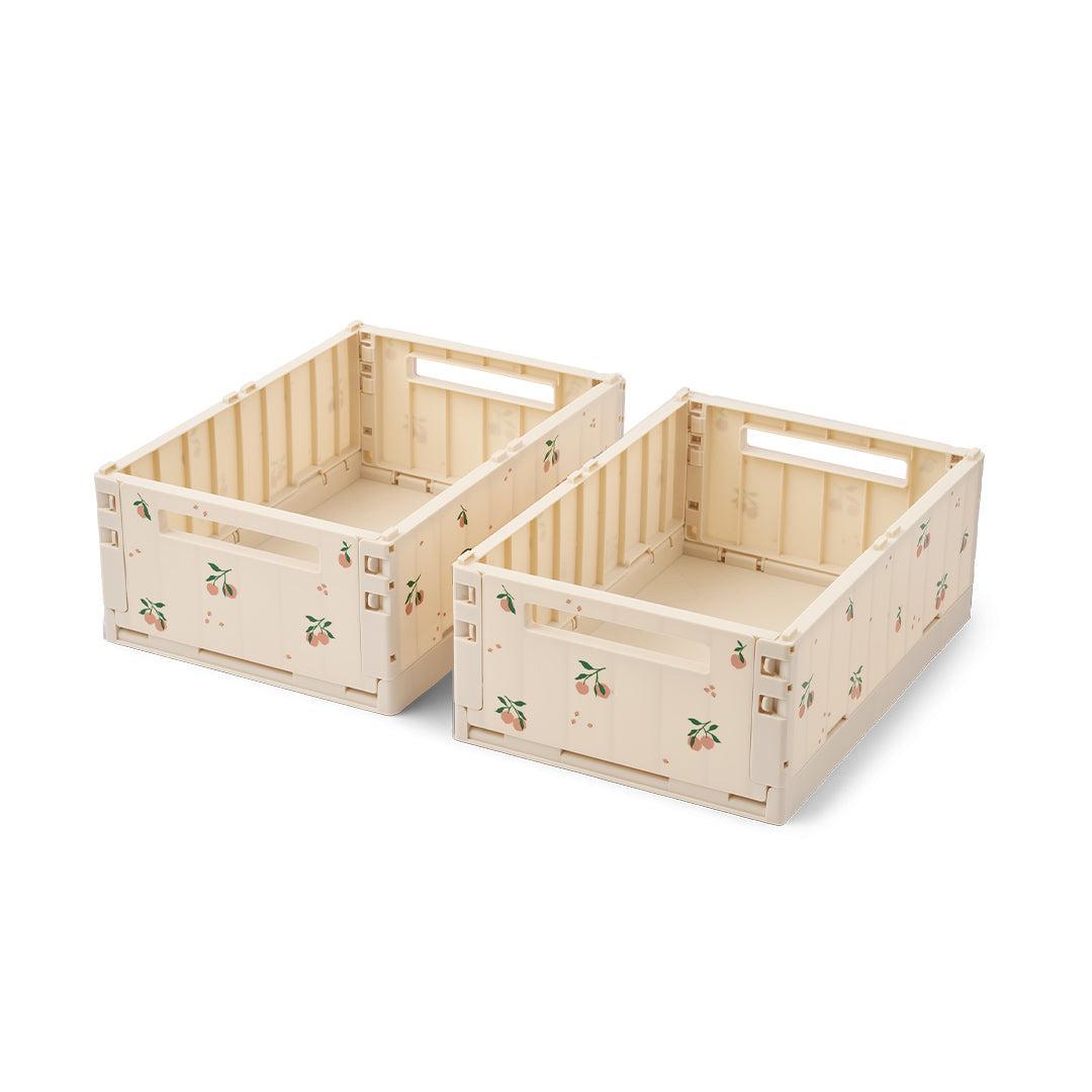 Liewood Weston Printed Storage Box M 2-pack - Peach / Sea Shell-Storage Baskets- | Natural Baby Shower