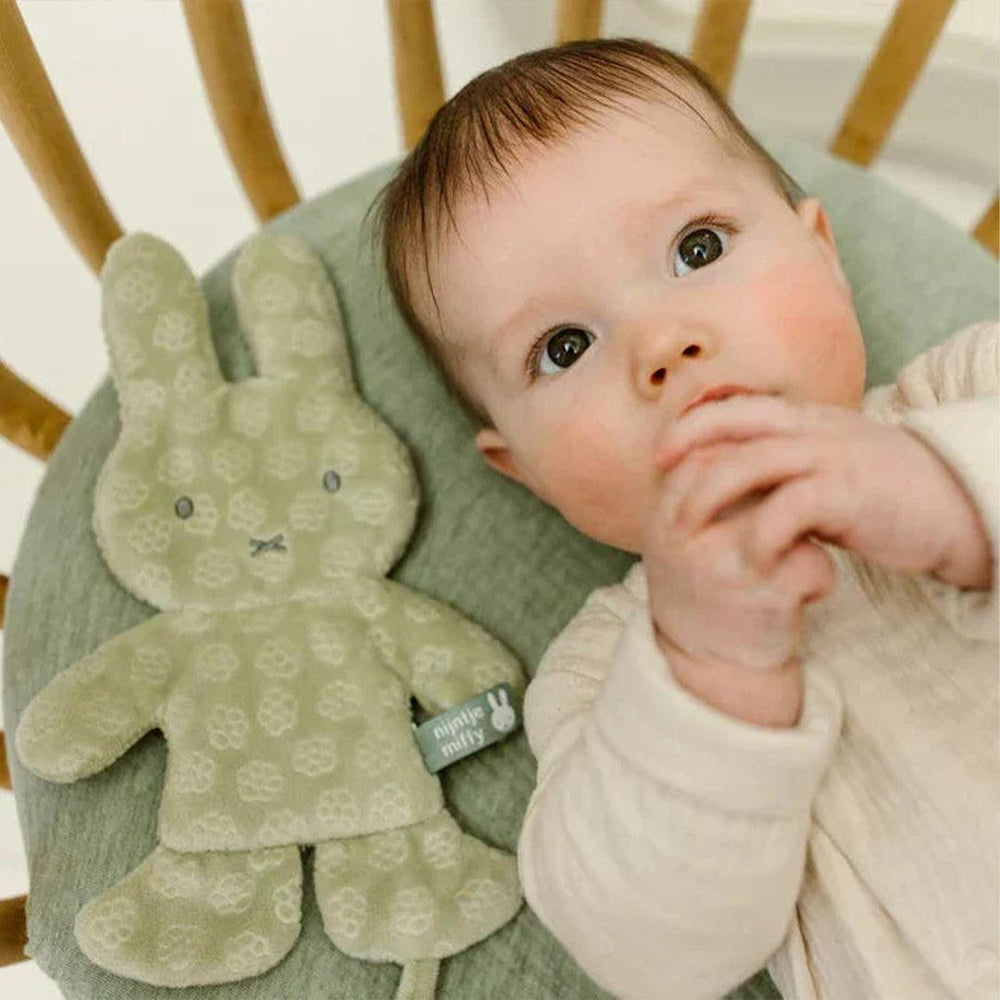 Little Dutch Miffy Crinkle Dummycloth - Green Flowers-Pacifier Cloths-Green Flowers- | Natural Baby Shower