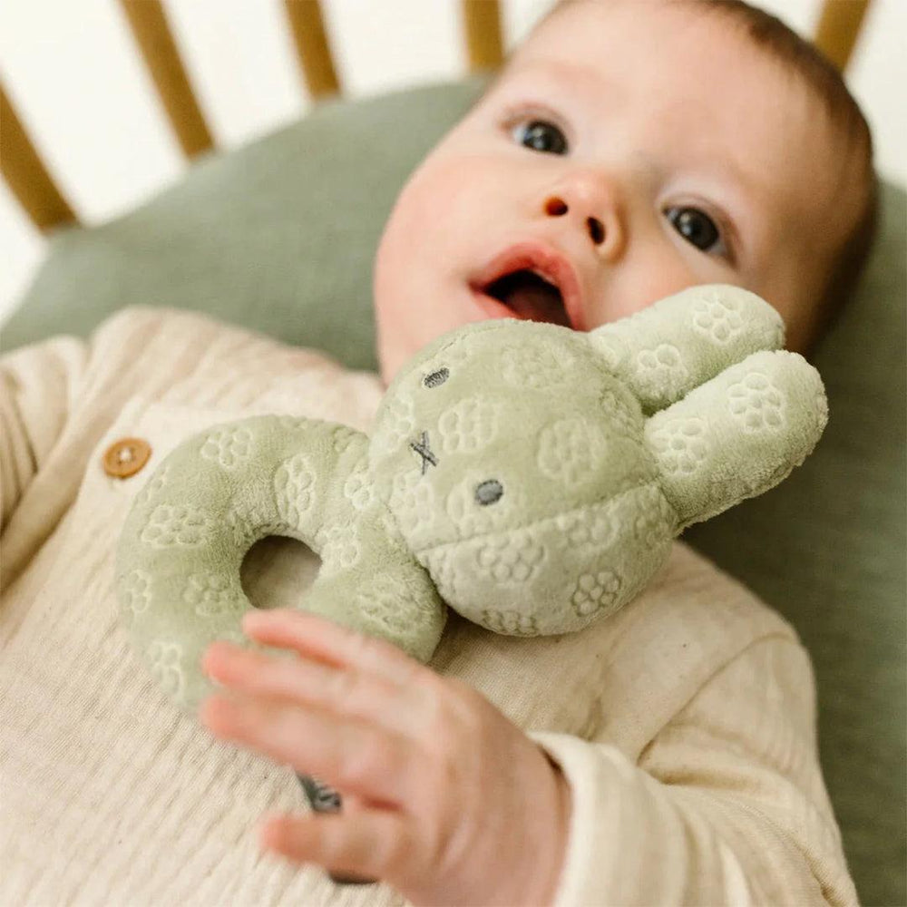 Little Dutch Miffy Rattle - Green Flowers-Rattles-Green Flowers- | Natural Baby Shower