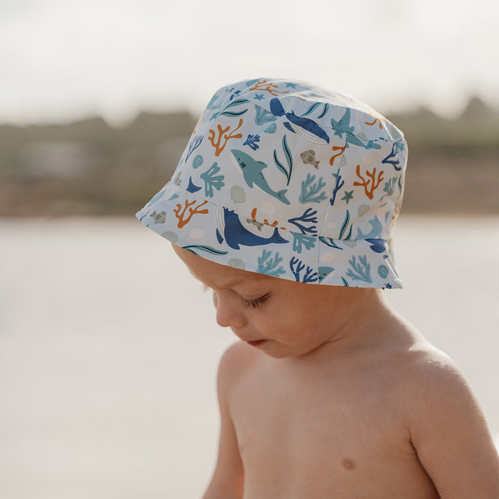 Little Dutch Reversible Sun Hat - Honey Stripes / Ocean Dreams