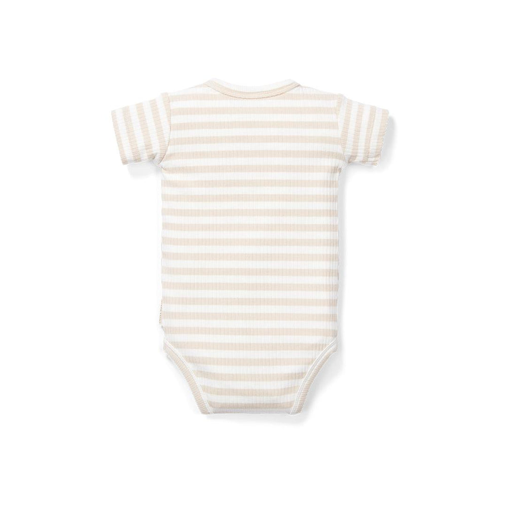 Little Dutch Short Sleeve Bodysuit - Sand - Stripe-Bodysuits-Sand-44 | Natural Baby Shower