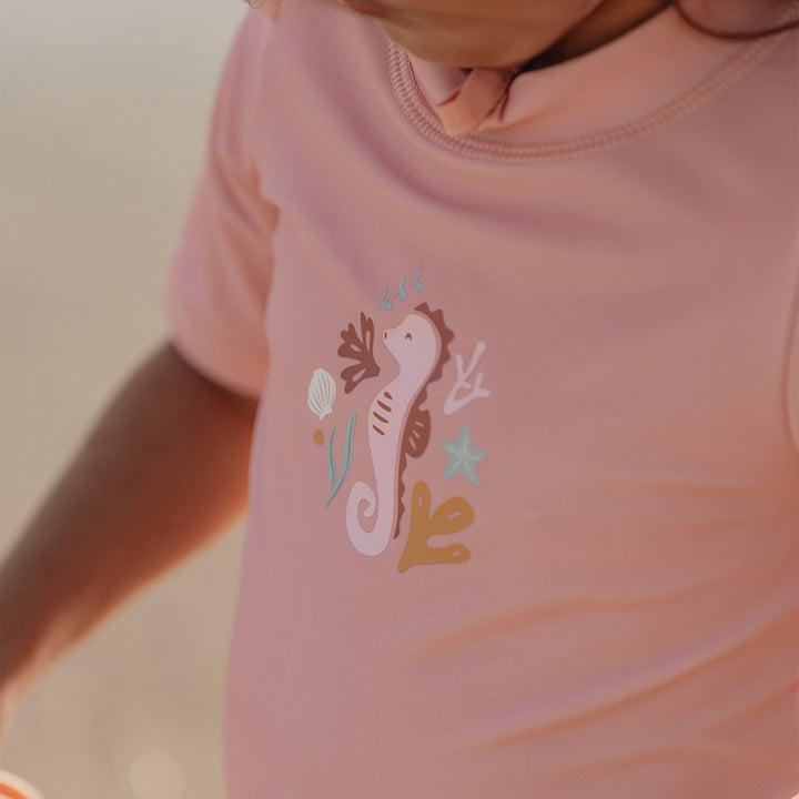 Little Dutch Short Sleeves Swim T-Shirt - Seahorse Pink