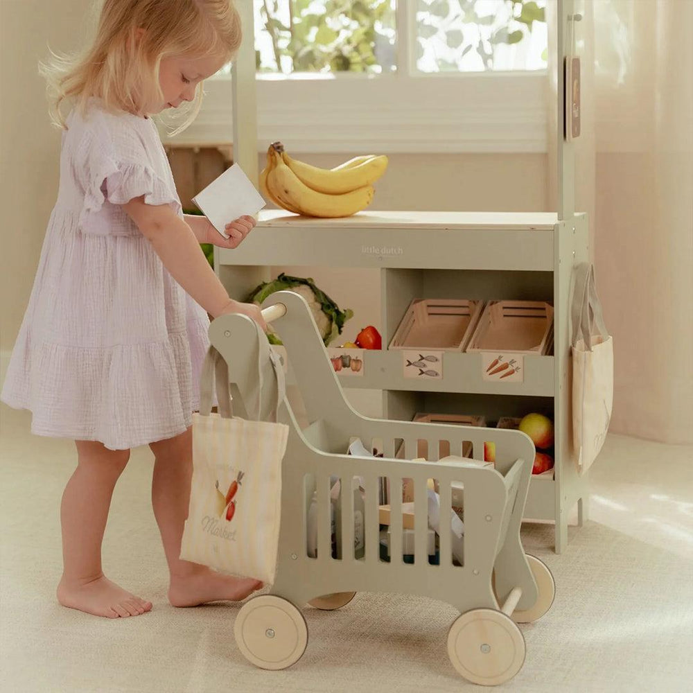 Little Dutch Wooden Shopping Cart-Role Play- | Natural Baby Shower