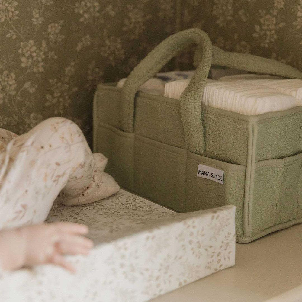 Mama Shack Teddy Fleece Nappy Caddy - Sage-Nappy Laundry + Storage-Sage- | Natural Baby Shower