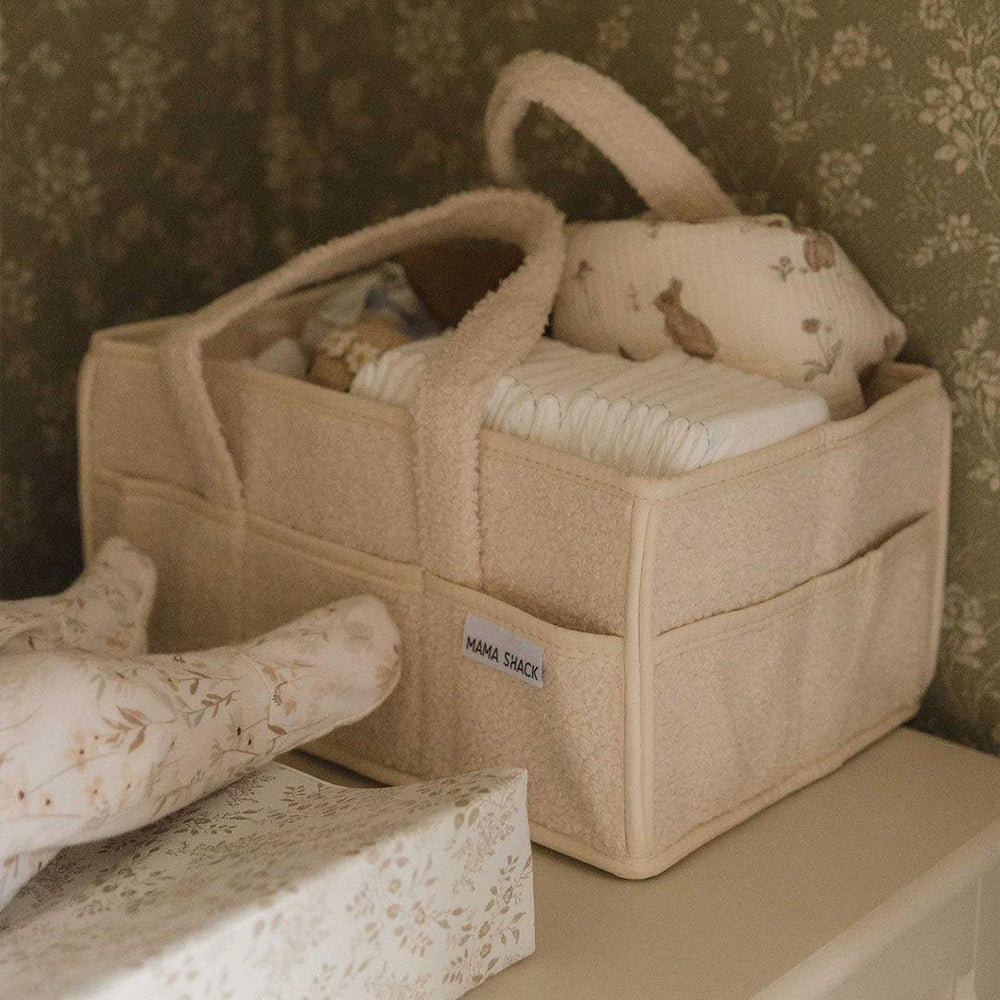 Mama Shack Teddy Fleece Nappy Caddy - Ivory-Nappy Laundry + Storage-Ivory- | Natural Baby Shower