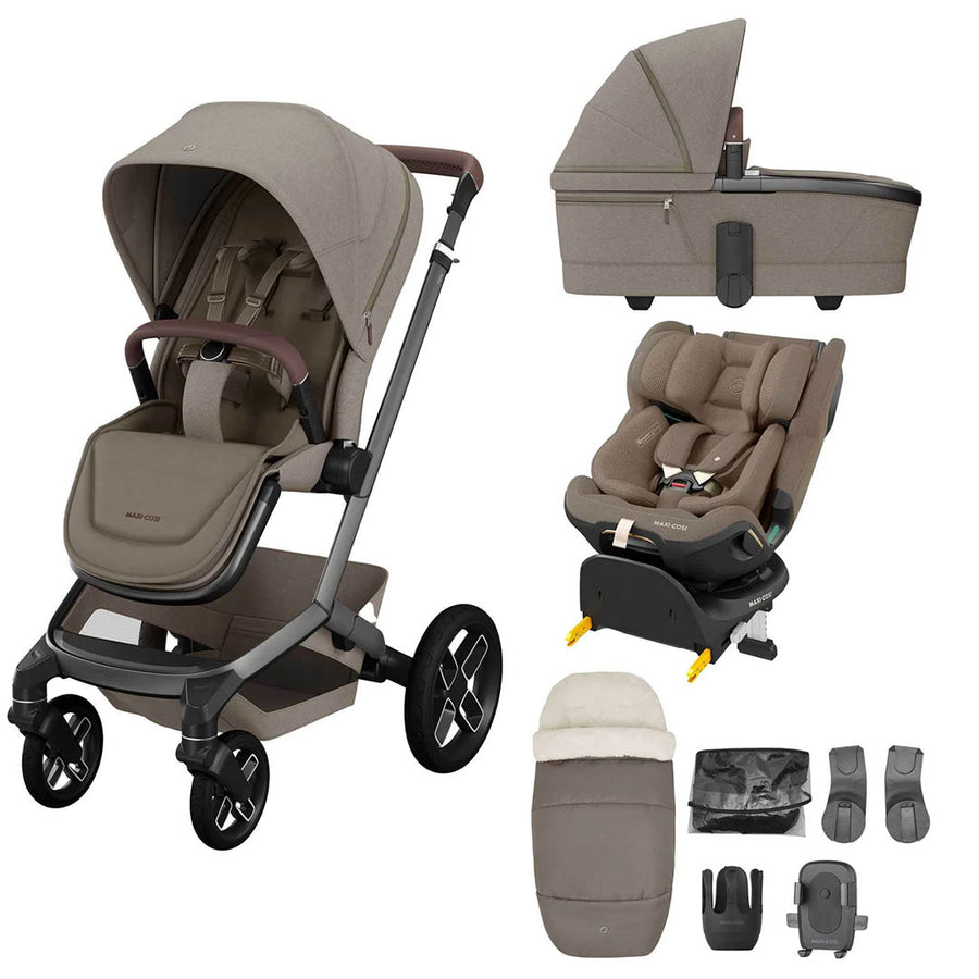 Maxi-Cosi Fame Premium + Emerald 360 Pro 2 Travel System-Travel Systems-Twillic Truffle-Black | Natural Baby Shower
