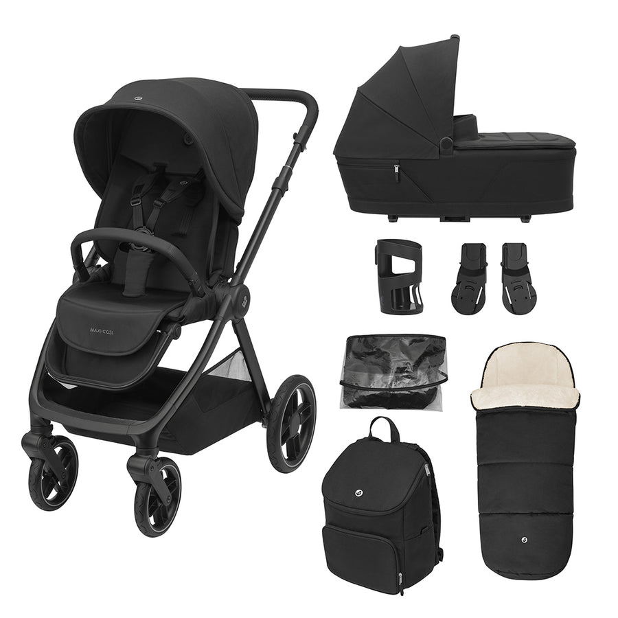 Maxi-Cosi Oxford Pushchair Essential Bundle - Twillic Black-Stroller Bundles-Twillic Black- | Natural Baby Shower