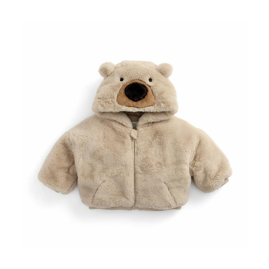 MORI Faux Fur Bear Hooded Jacket - Beige-Coats-Beige-0-3m | Natural Baby Shower
