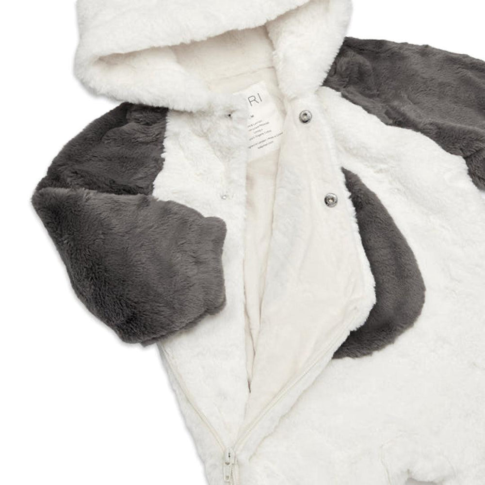 MORI Panda Faux Fur Pramsuit - Ecru-Pramsuits-Ecru-3-6m | Natural Baby Shower