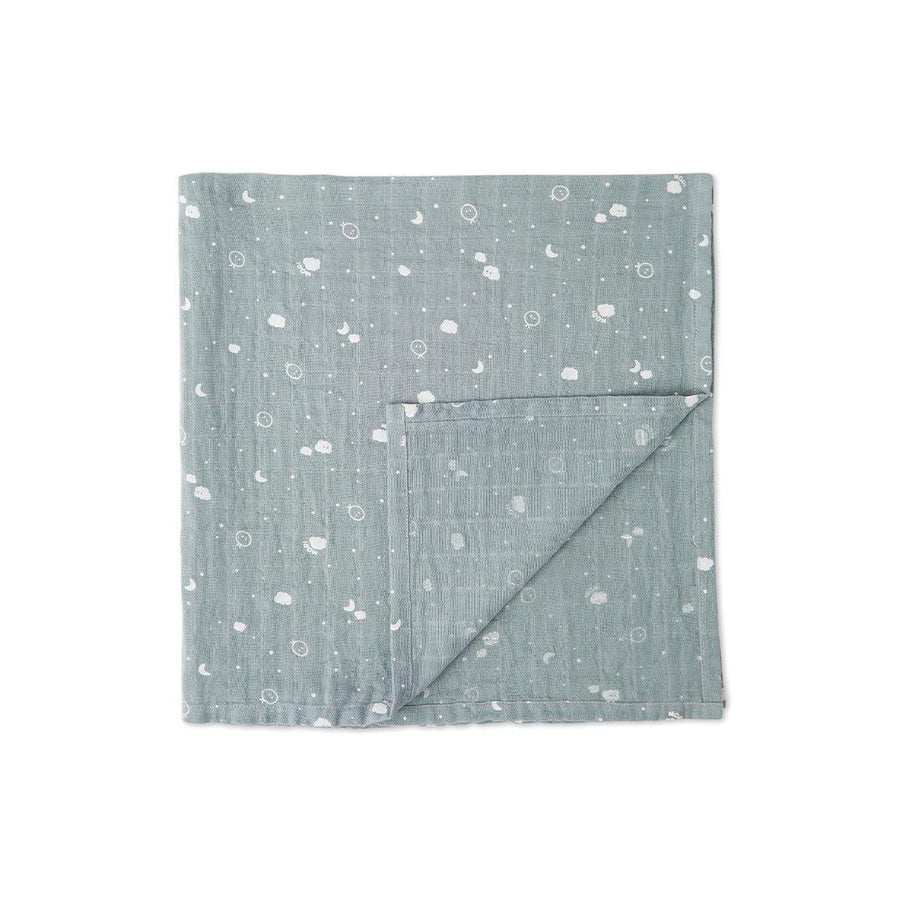 MORI Pre-Washed Large Muslin Swaddle - Blue-Muslin Wraps-Blue- | Natural Baby Shower