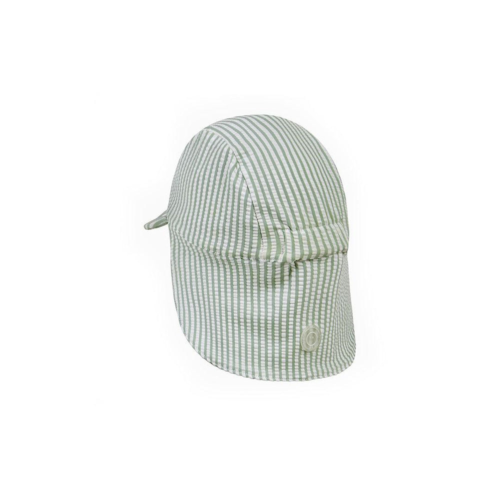 MORI Seersucker Sunsafe Swim Hat - Sage Stripe-Hats-Sage Stripe-0-3m | Natural Baby Shower
