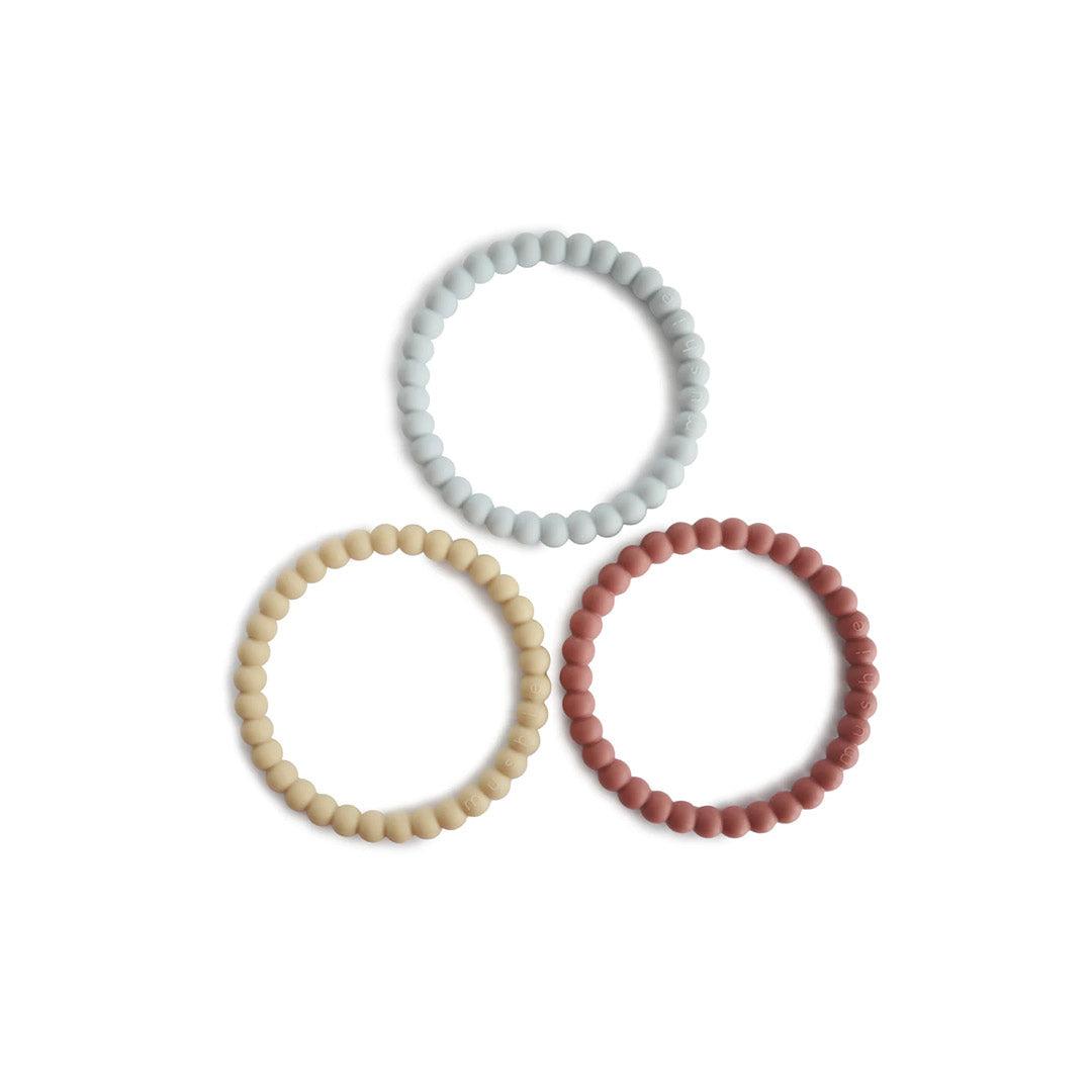 Mushie Pearl Teething Bracelet Mellow/Terracotta/Periwinkle