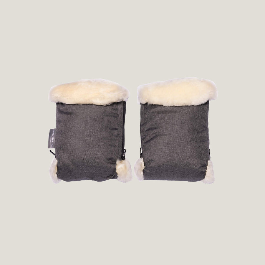 Naturally Sheepskins Stroller Hand Mittens - Charcoal Grey-Gloves + Mittens-Charcoal Grey-One size | Natural Baby Shower