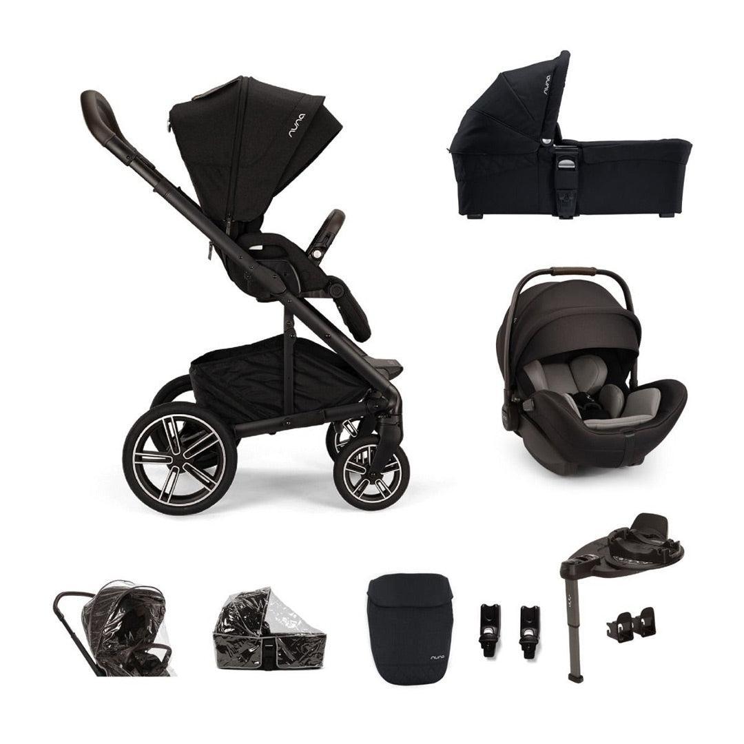 Nuna MIXX Next with ARRA Flex & Base Curv Travel System Bundle-Travel Systems-Caviar-With Carrycot | Natural Baby Shower