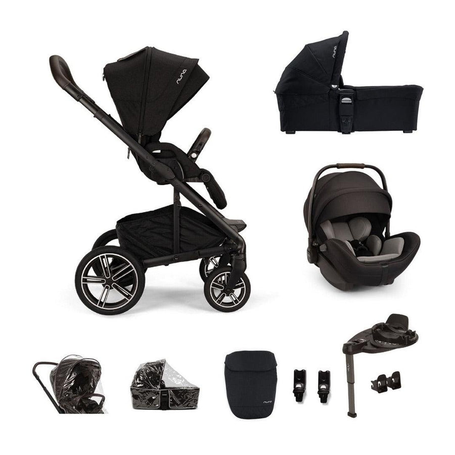 Nuna MIXX Next with ARRA Flex & Base Curv Travel System Bundle-Travel Systems-Caviar-With Carrycot | Natural Baby Shower