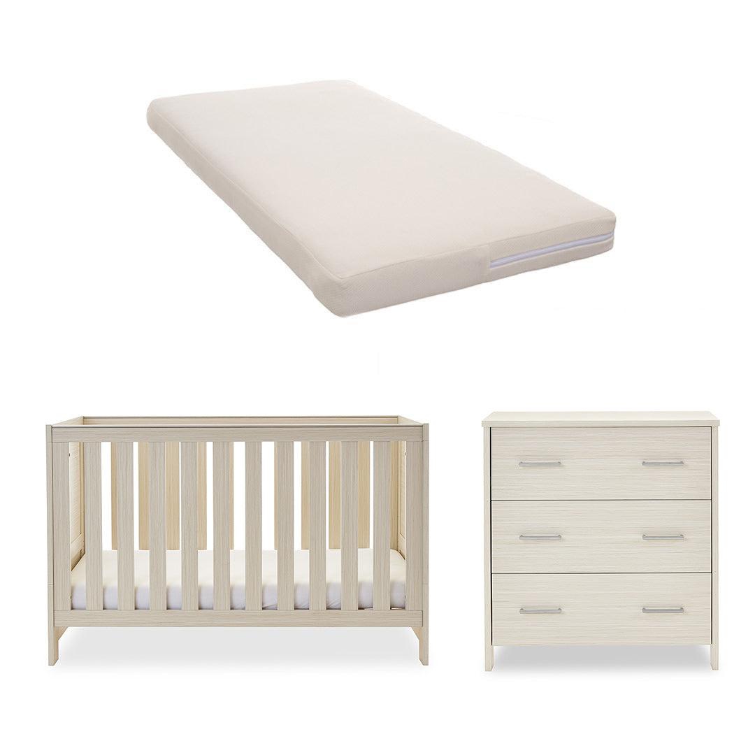 Obaby Nika 2 Piece Room Set - Oatmeal-Nursery Sets-Oatmeal-Natural Coir Mattress | Natural Baby Shower