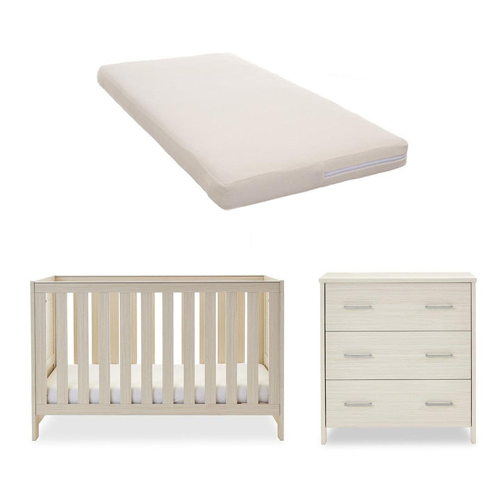 Obaby Nika 2 Piece Room Set - Oatmeal-Nursery Sets-Oatmeal-Natural Coir Mattress | Natural Baby Shower