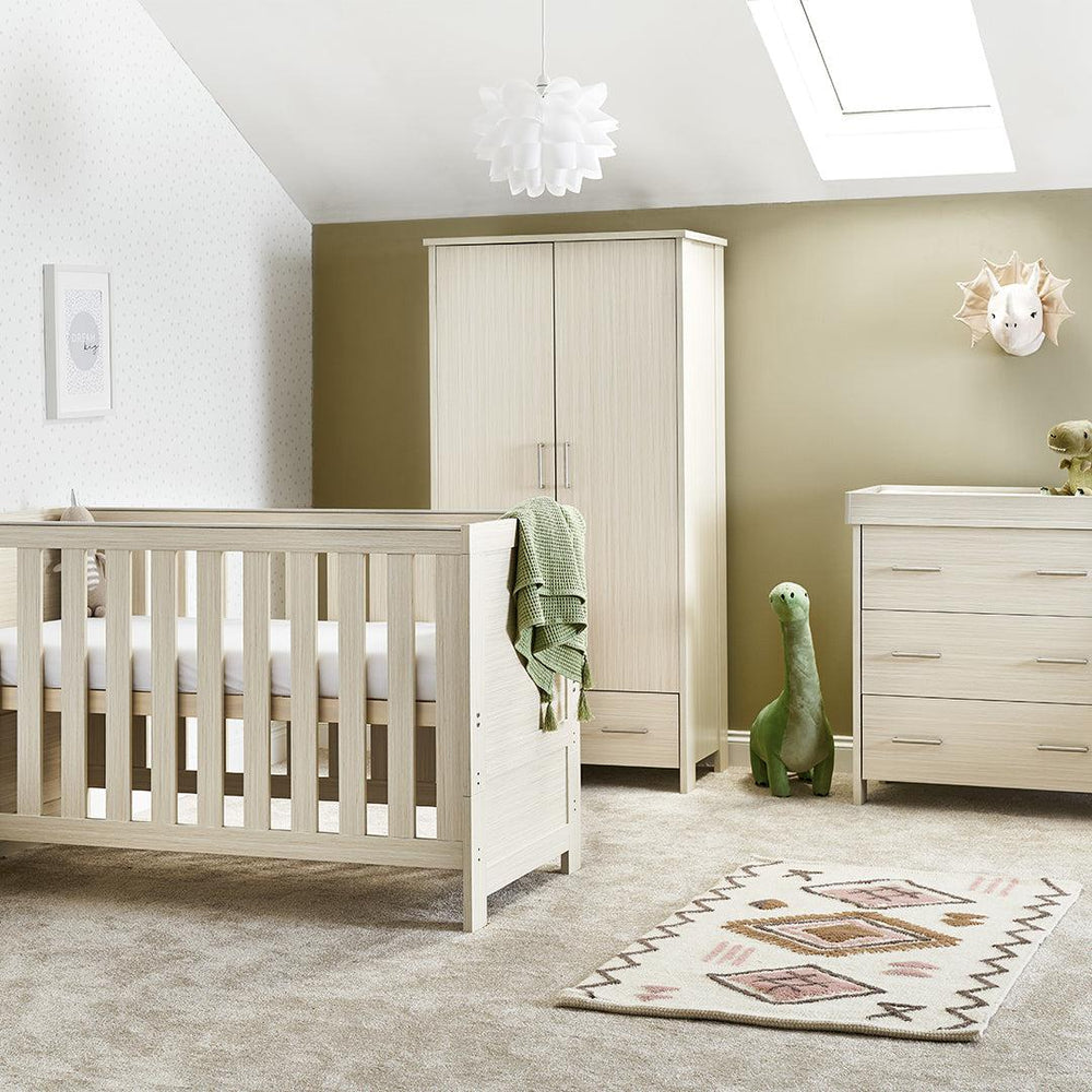Obaby Nika Double Wardrobe - Oatmeal-Wardrobes-Oatmeal- | Natural Baby Shower