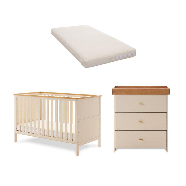 Obaby Evie 2 Piece Room Set - Cashmere-Nursery Sets-Cashmere-Natural Coir/Wool Mattress | Natural Baby Shower
