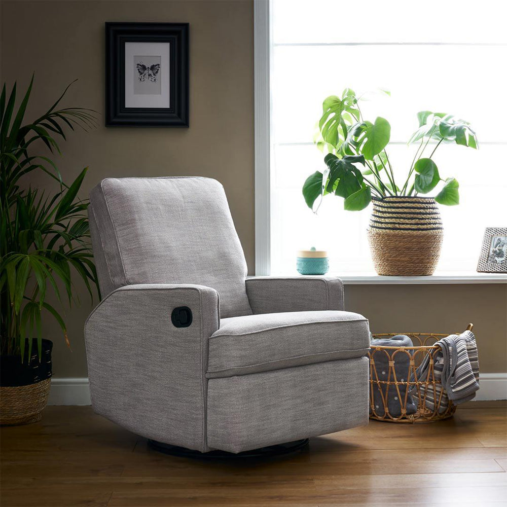 Obaby Madison Swivel Glider Recliner Chair - Pebble-Feeding Chairs-Pebble-97 x 75 x 100 | Natural Baby Shower