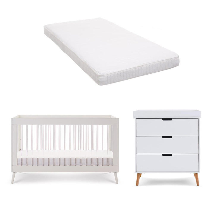 Obaby Maya 2 Piece Room Set - White + Acrylic-Nursery Sets-Moisture Management Mattress- | Natural Baby Shower