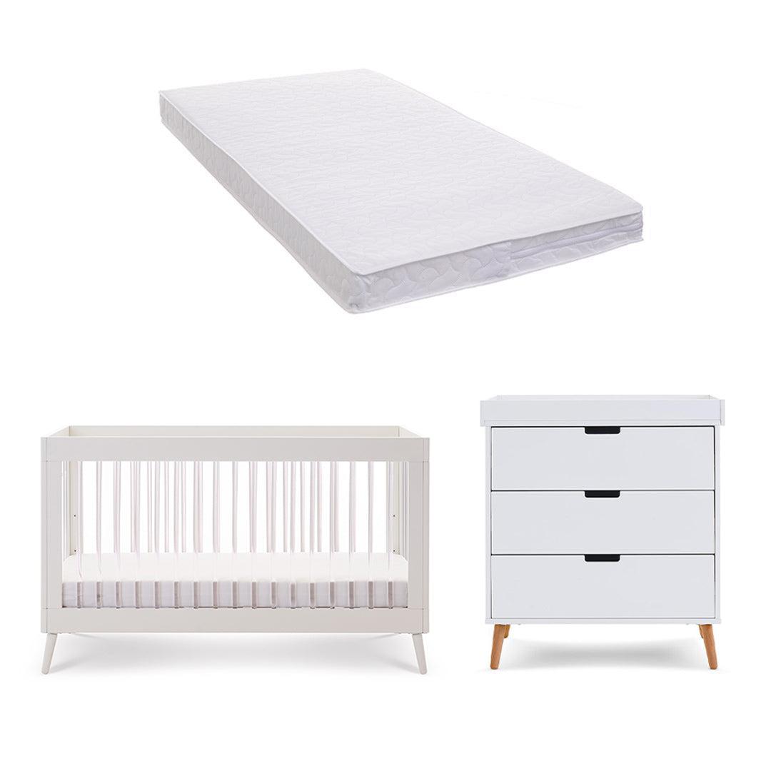 Obaby Maya 2 Piece Room Set - White + Acrylic-Nursery Sets-Pocket Spring Mattress- | Natural Baby Shower