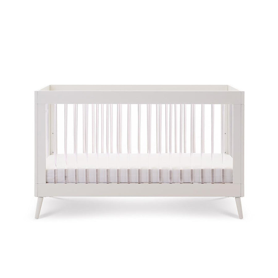 Obaby Maya Cot Bed - Scandi White + Acrylic-Cot Beds-No Mattress- | Natural Baby Shower