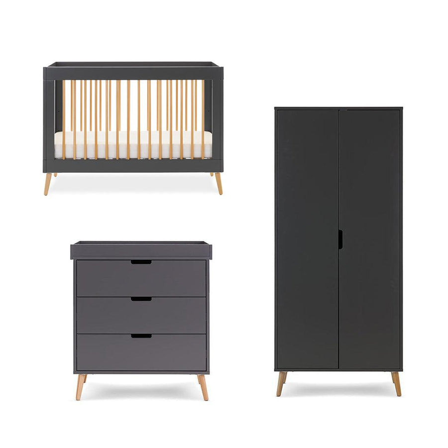 Obaby Maya Mini 3 Piece Room Set - Slate + Natural-Nursery Sets-No Mattress- | Natural Baby Shower