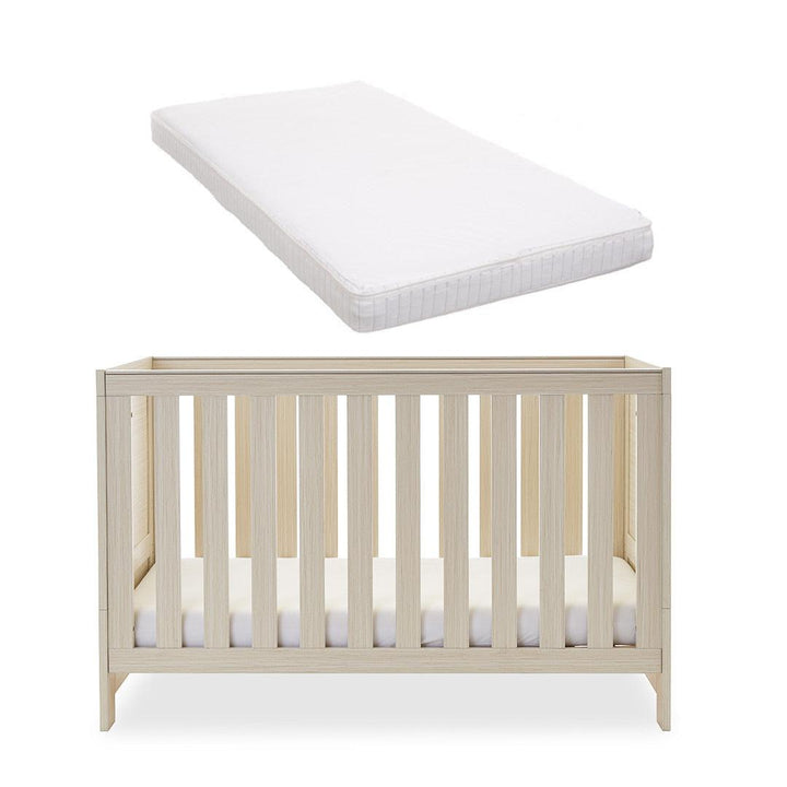 Obaby Nika Cot Bed - Oatmeal-Cot Beds-Oatmeal-Moisture Management Mattress | Natural Baby Shower