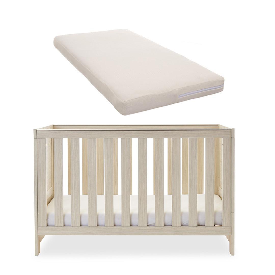Obaby Nika Cot Bed - Oatmeal-Cot Beds-Oatmeal-Natural Coir Mattress | Natural Baby Shower