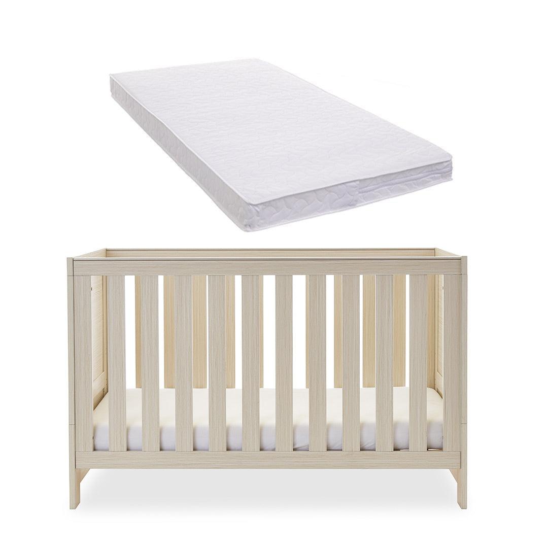 Obaby Nika Cot Bed - Oatmeal-Cot Beds-Oatmeal-Pocket Sprung Mattress | Natural Baby Shower