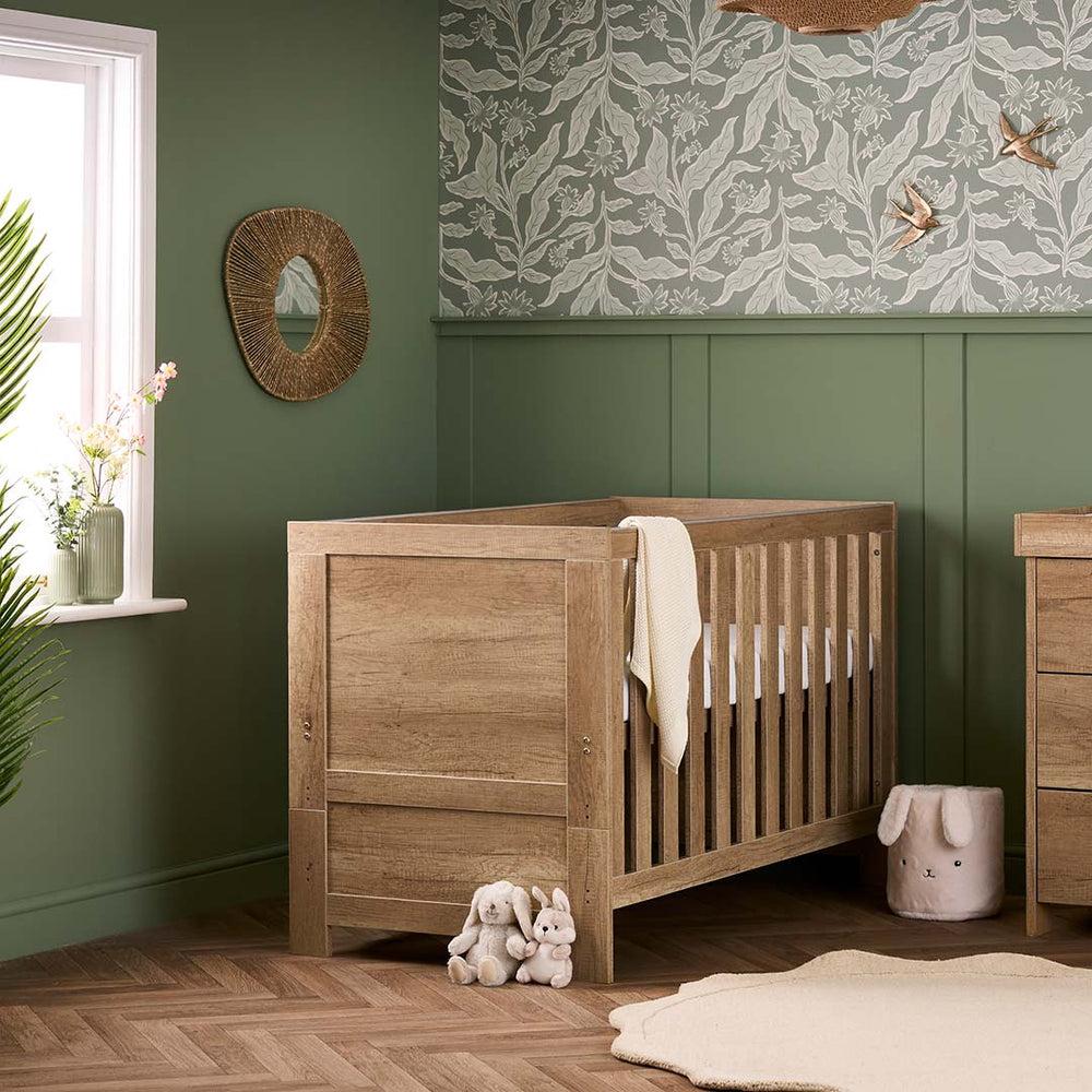 Obaby Nika Cot Bed - Oak-Cot Beds-Oak-One Size | Natural Baby Shower