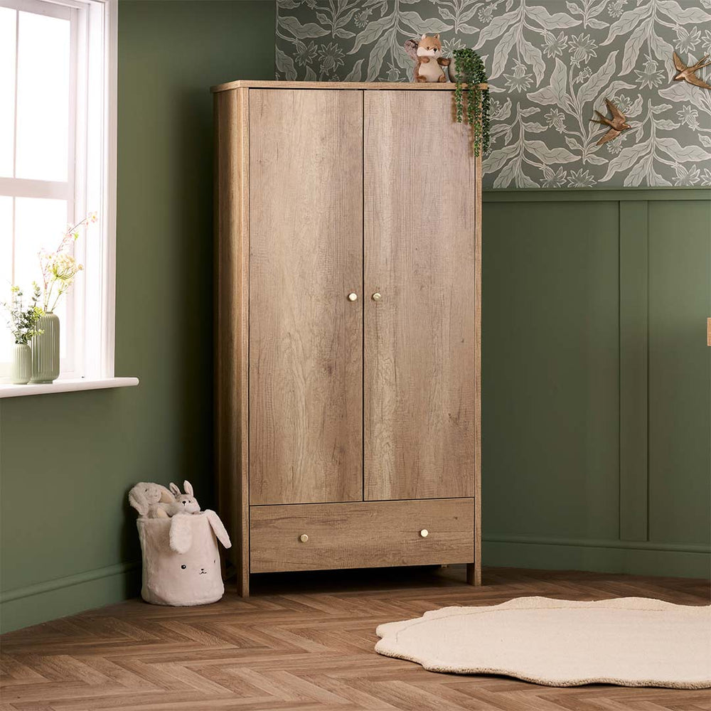 Obaby Nika Double Wardrobe - Oak-Wardrobes-Oak-One Size | Natural Baby Shower