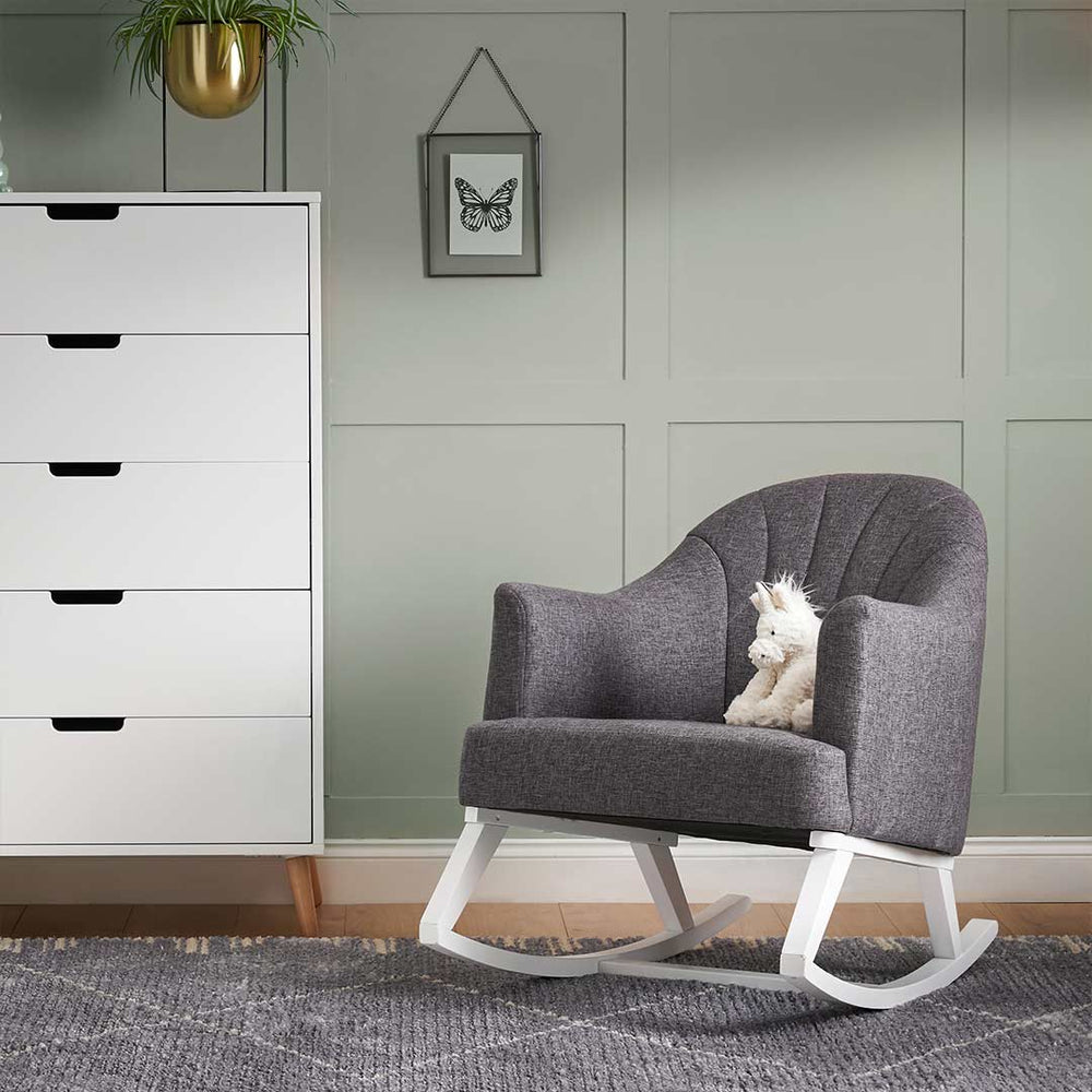 Obaby Round Back Rocking Chair - White + Grey-Feeding Chairs- | Natural Baby Shower